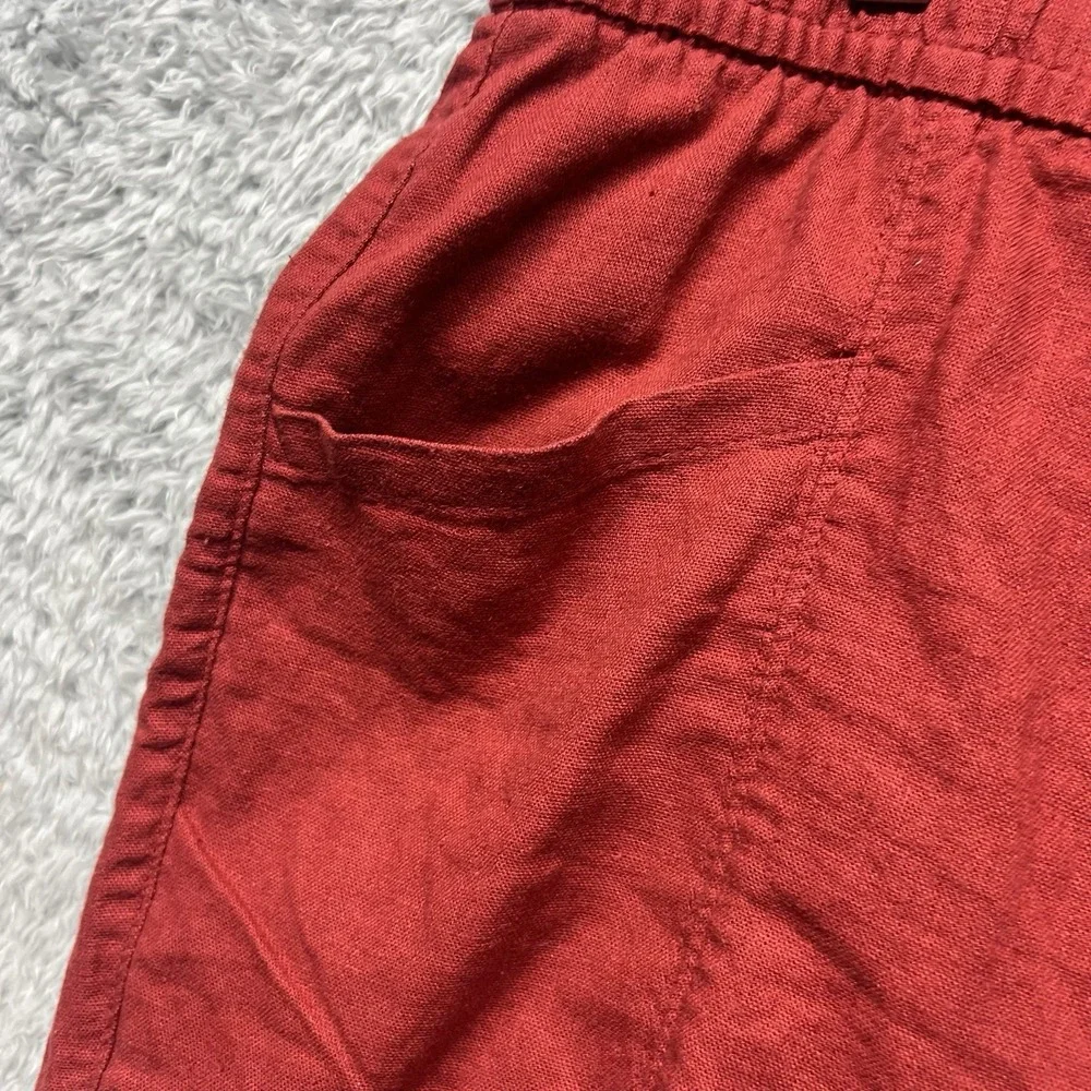 Old Navy Shorts Womens Large Red Linen Blend Pull On Hi Rise Beach Resort Casual